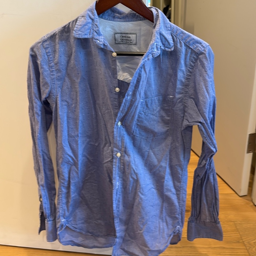 Officine Generale blue dotted button down